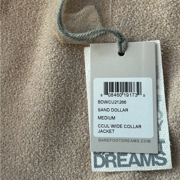 NWT! Barefoot Dreams Cozy Chic Ultra Lite Wide Collar Jacket Medium Sand Dollar - Picture 9 of 9